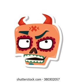 mexican skull, flat illustration