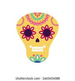 Mexican skull flat style icon design, Mexico culture tourism landmark latin and party theme Vector illustration