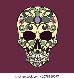 Mexican skull with floral ornament