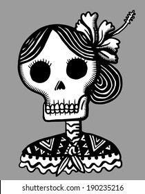 mexican skull and flower