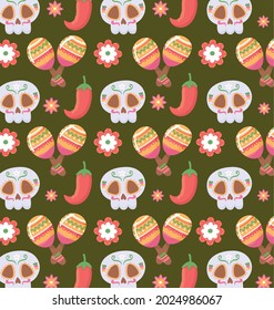 mexican skull flower maracas background