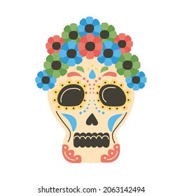 mexican skull with flowers character