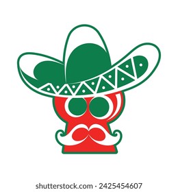 Mexican skull with a hat Vector illustration