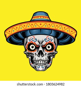 MEXICAN SKULL HEAD CHARACTER DESIGN