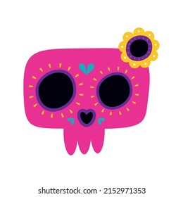 mexican skull head pink icon