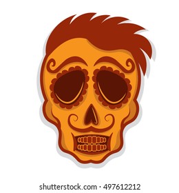 Mexican skull head vector.