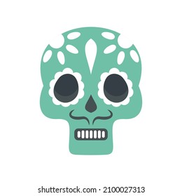 Mexican skull icon. Flat illustration of mexican skull vector icon isolated on white background