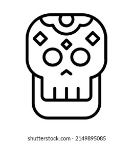 Mexican Skull Icon. Line Art Style Design Isolated On White Background