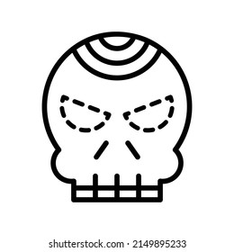 Mexican Skull Icon. Line Art Style Design Isolated On White Background