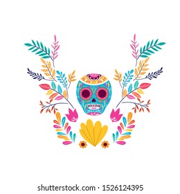 mexican skull isolated icon vector illustration design