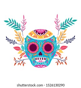 mexican skull isolated icon vector illustration design