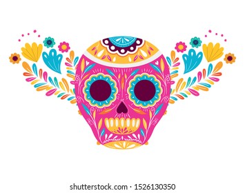 mexican skull isolated icon vector illustration design