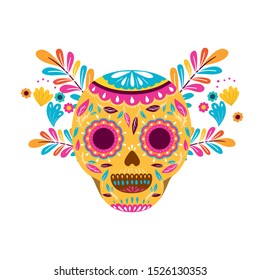 mexican skull isolated icon vector illustration design