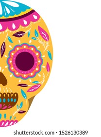 mexican skull isolated icon vector illustration design