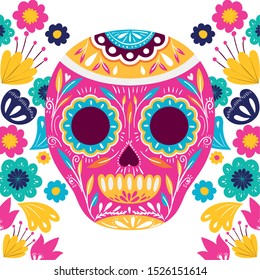 mexican skull isolated icon vector illustration design