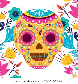 mexican skull isolated icon vector illustration design