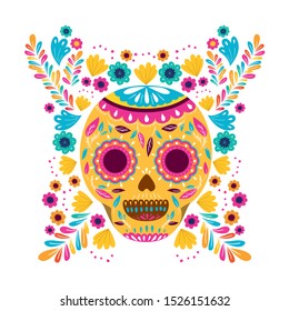 mexican skull isolated icon vector illustration design