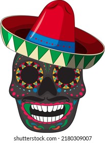 Mexican skull isolated on white background illustration