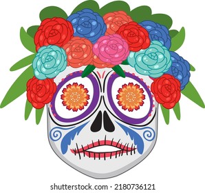 Mexican skull isolated on white background illustration