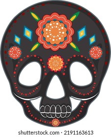 Mexican skull isolated on white background illustration