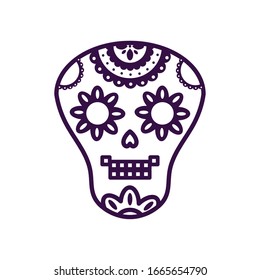 Mexican skull line style icon design, Mexico culture tourism landmark latin and party theme Vector illustration