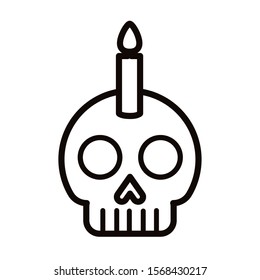 mexican skull mask culture with candle vector illustration design