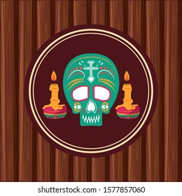 mexican skull mask culture fill style icon vector illustration design