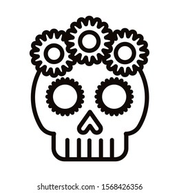 mexican skull mask culture with flowers vector illustration design