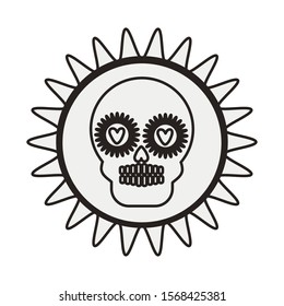 mexican skull mask with flower decoration vector illustration design
