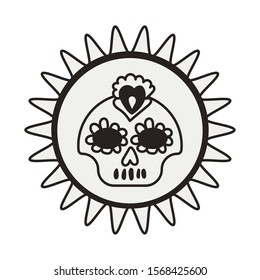 mexican skull mask with flower decoration vector illustration design