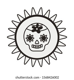 mexican skull mask with flower decoration vector illustration design