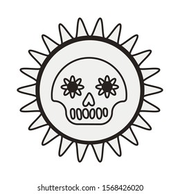 mexican skull mask with flower decoration vector illustration design