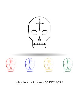 Mexican skull multi color style icon. Simple thin line, outline vector of dia de muertos icons for ui and ux, website or mobile application