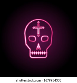 Mexican skull neon icon. Simple thin line, outline vector of dia de muertos icons for ui and ux, website or mobile application