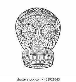 Mexican skull, the original pattern. Vector illustration. Sugar Skull.
 Day of The Dead colorful Skull with floral and ethnic ornament.