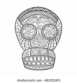 Mexican skull, the original pattern. Vector illustration. Sugar Skull.
 Day of The Dead colorful Skull with floral and ethnic ornament.