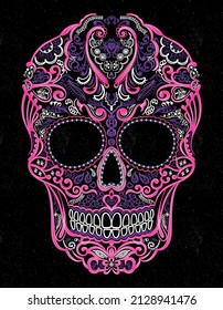 mexican skull pink huichol design