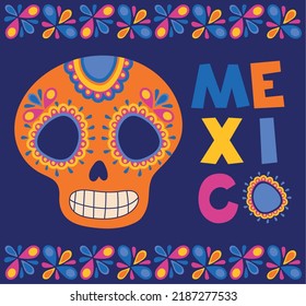 mexican skull poster with lettering