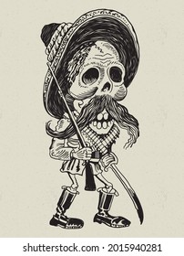 mexican skull revolutionary draw traditional