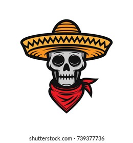 Mexican skull in sombrero