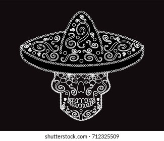 Mexican skull with sombrero, Day of the dead