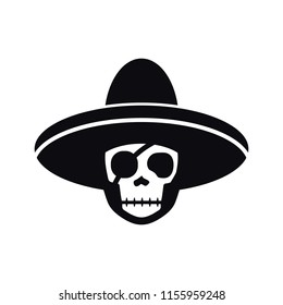 Mexican Skull with sombrero. logo icon vector illustration.