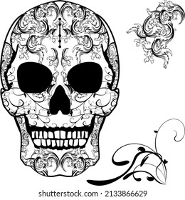 mexican skull tattoo illustration in vector format