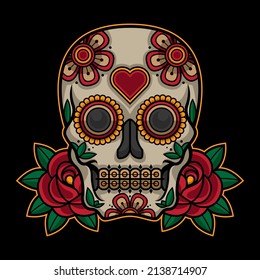 mexican skull tattoo, vector EPS 10