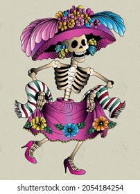 mexican skull traditional catrina graphic