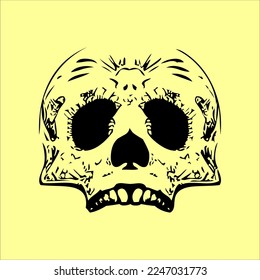 Mexican Skull Vector with Pattern. old school tattoo style Skull tattoo design sketch. Black and white illustration. mexican skull illustration