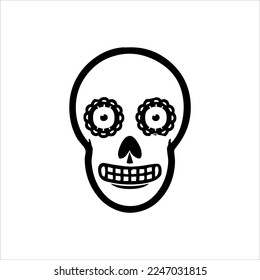 Mexican Skull Vector with Pattern. old school tattoo style Skull tattoo design sketch. Black and white illustration. mexican skull illustration