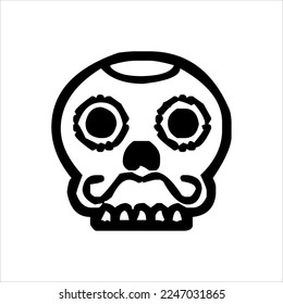 Mexican Skull Vector with Pattern. old school tattoo style Skull tattoo design sketch. Black and white illustration. mexican skull illustration