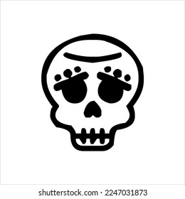 Mexican Skull Vector with Pattern. old school tattoo style Skull tattoo design sketch. Black and white illustration. mexican skull illustration