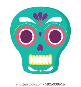 mexican skull, in white background vector illustration design